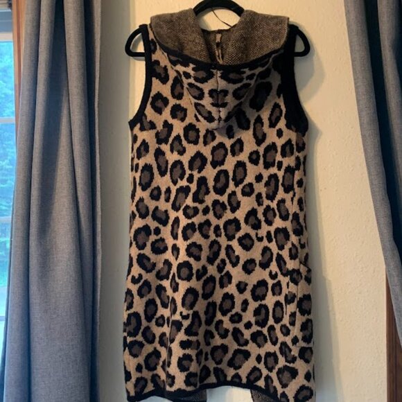Christian Siriano New York Leopard Print Open Front Hooded Cardigan -  Size S - Picture 3 of 10